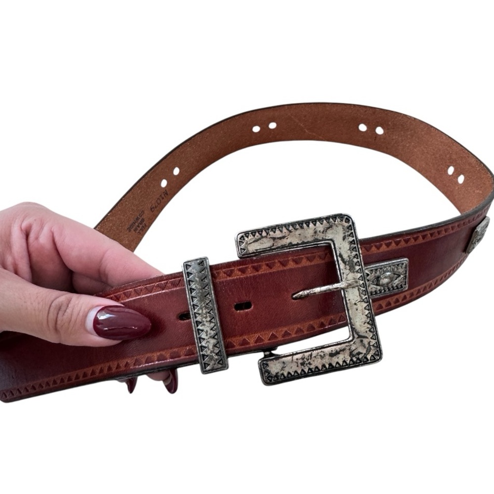 VTG Western Full Grain Leather Cowhide Coastal Cowgirl Rodeo Bohemian Chic Belt